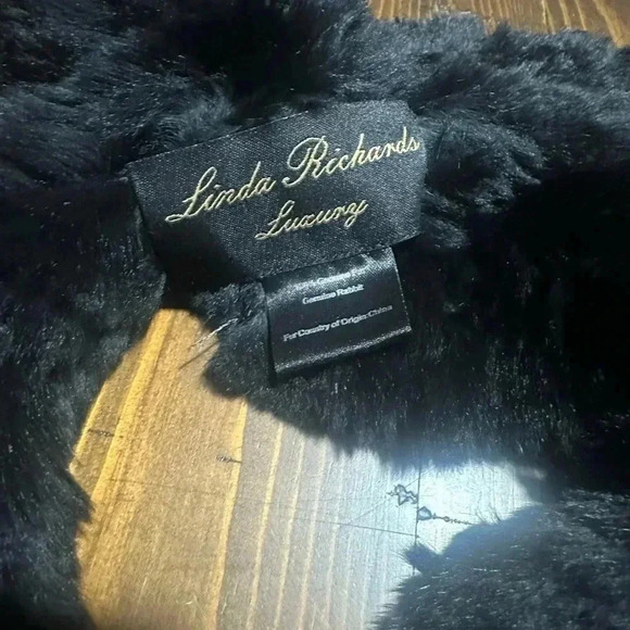 LINDA RICHARDS LUXURY PULL THRU REX RUFFLE SCARF RABBIT FUR - Picture 3 of 5